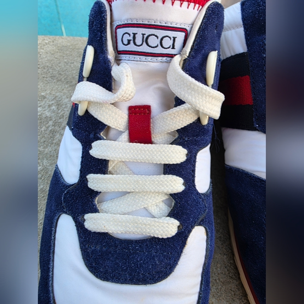 Gucci Signature Stripe Ace Suede/Nylon Sneakers- Authentic- Womens(EU 37.5 US 7) - Picture 15 of 16